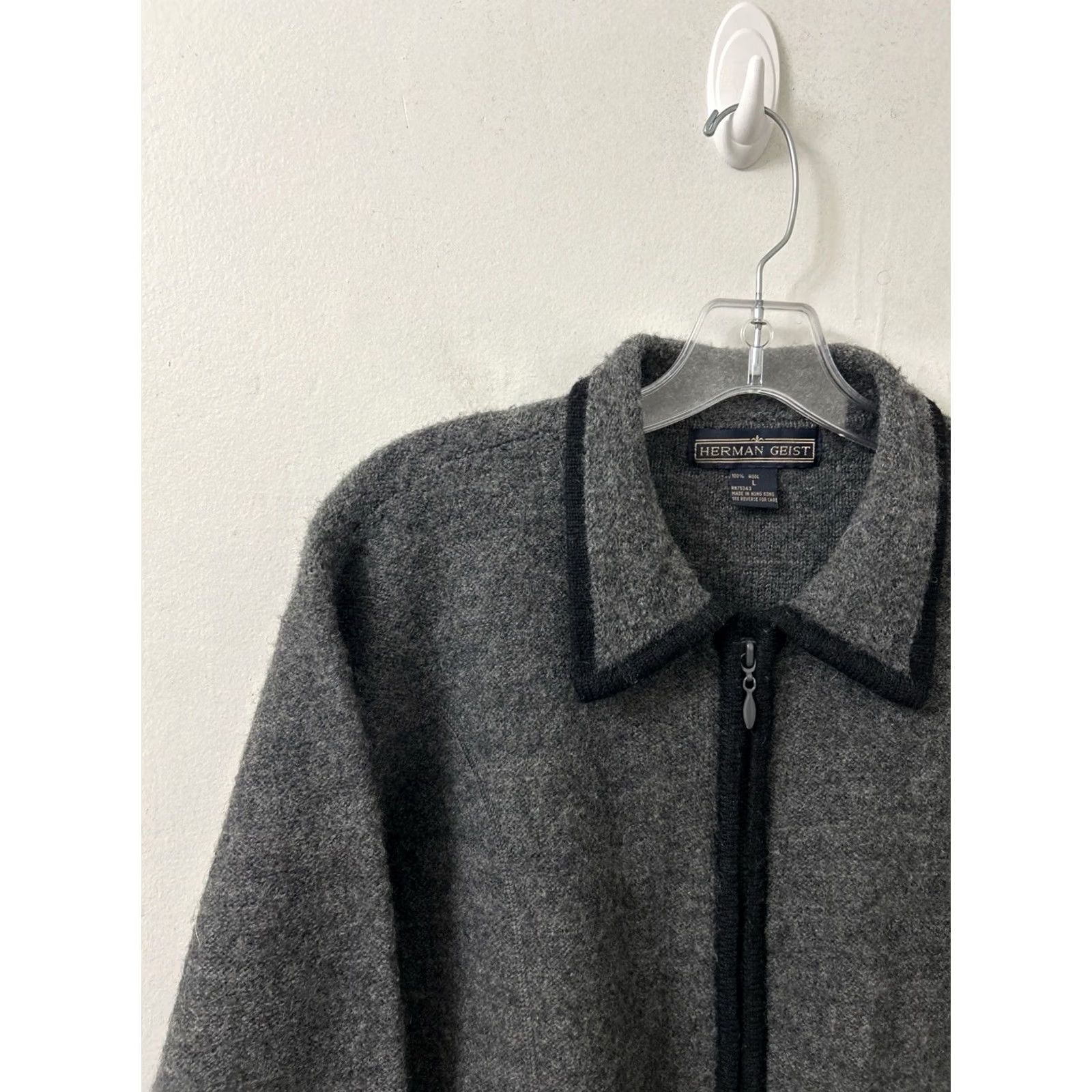 Vintage VINTAGE Herman Geist Sweater Womens L Gray 100% Wool Full Zip Cardigan Jacket Size L / US 10 / IT 46 - 4 Thumbnail