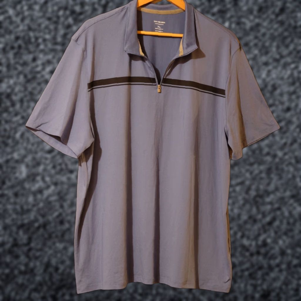 Van Heusen Nwot! Van Heusen Performance Mock Zip Collar Polo Shirt Men's XL Blue Size US XL / EU 56 / 4 - 1 Thumbnail