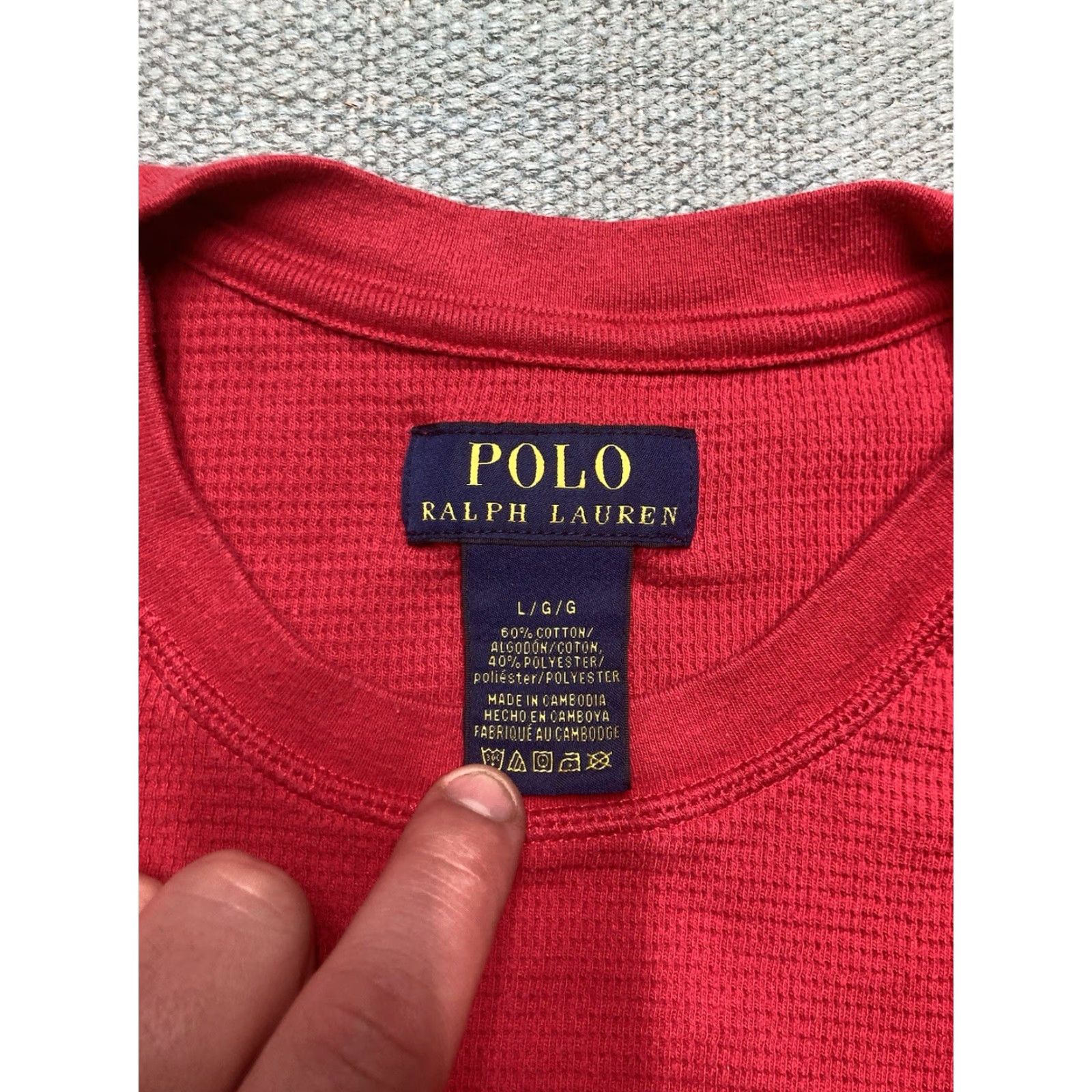 Ralph Lauren VINTAGE Polo Ralph Lauren waffle knit thermal shirt crimson red base layer men’s large Size US L / EU 52-54 / 3 - 4 Thumbnail