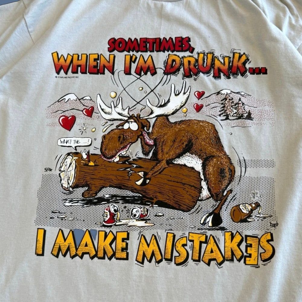 Fruit Of The Loom VINTAGE Drunk Funny Beer Party T-Shirt XL Men 90s Fruit of the Loom Gray Short Sleeve Size US XL / EU 56 / 4 - 1 Thumbnail