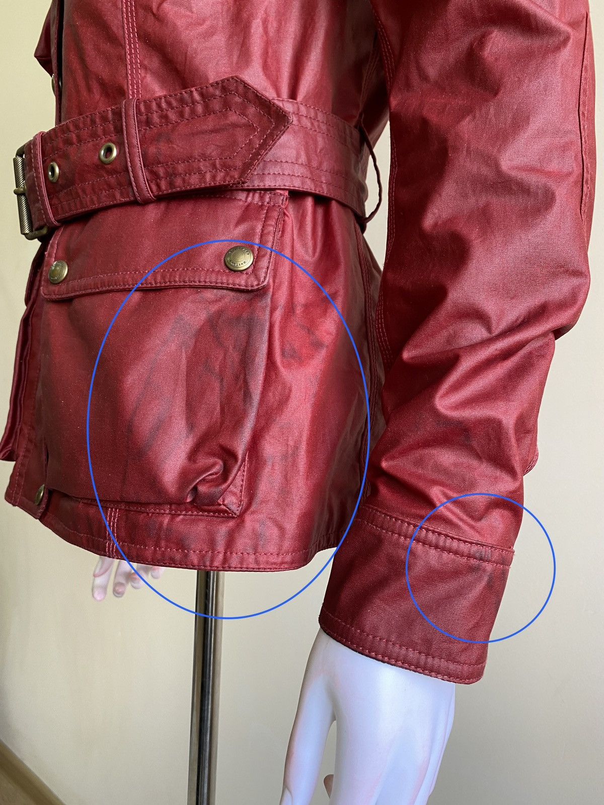 Belstaff Belstaff Womens Red Waxed Roadmaster Belted Jacket Size 40 Size S / US 4 / IT 40 - 9 Thumbnail