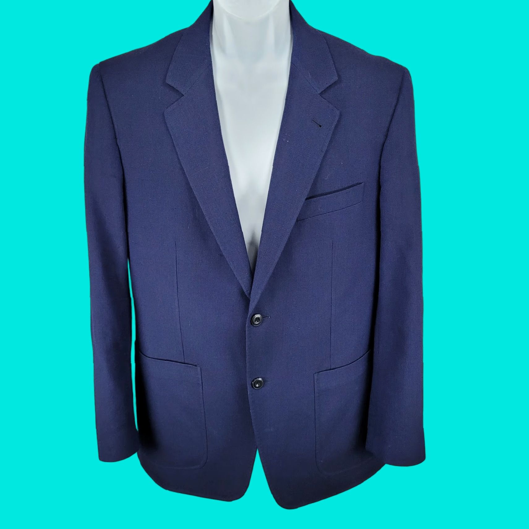 Saks Fifth Avenue Saks Fifth Avenue Blue Wool 2 Button Notch Blazer Sport Coat M Size 40R - 1 Thumbnail