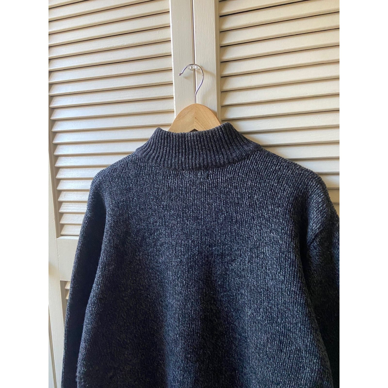 L.L. Bean LL Bean Lambs Wool Zip Grey Knit Sweater Mock Neck Size XL Size US XL / EU 56 / 4 - 7 Thumbnail