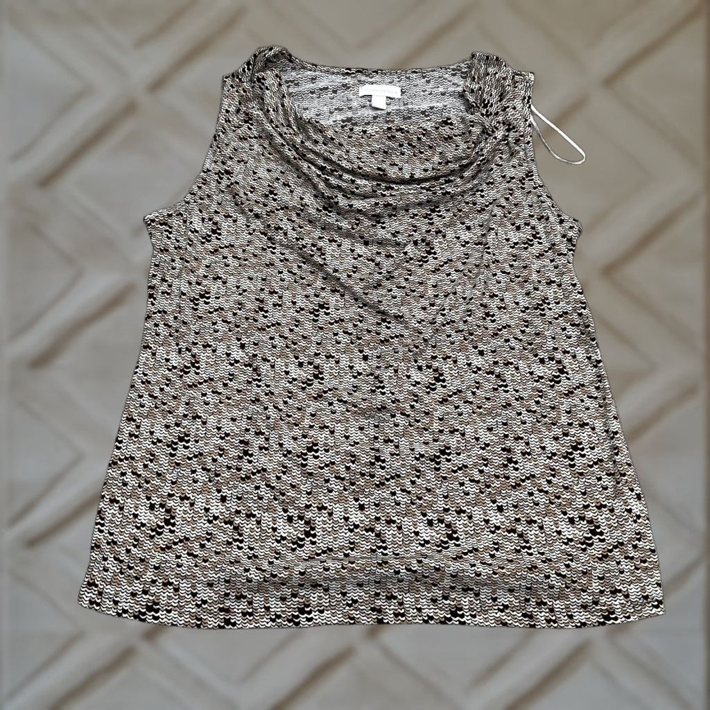 Charter Club Charter Club Blouse Shirt Womens Large Multicolor Geometric Sleeveless Cowl Neck Knit Stretch Casual Everyday Size L / US 10 / IT 46 - 1 Thumbnail