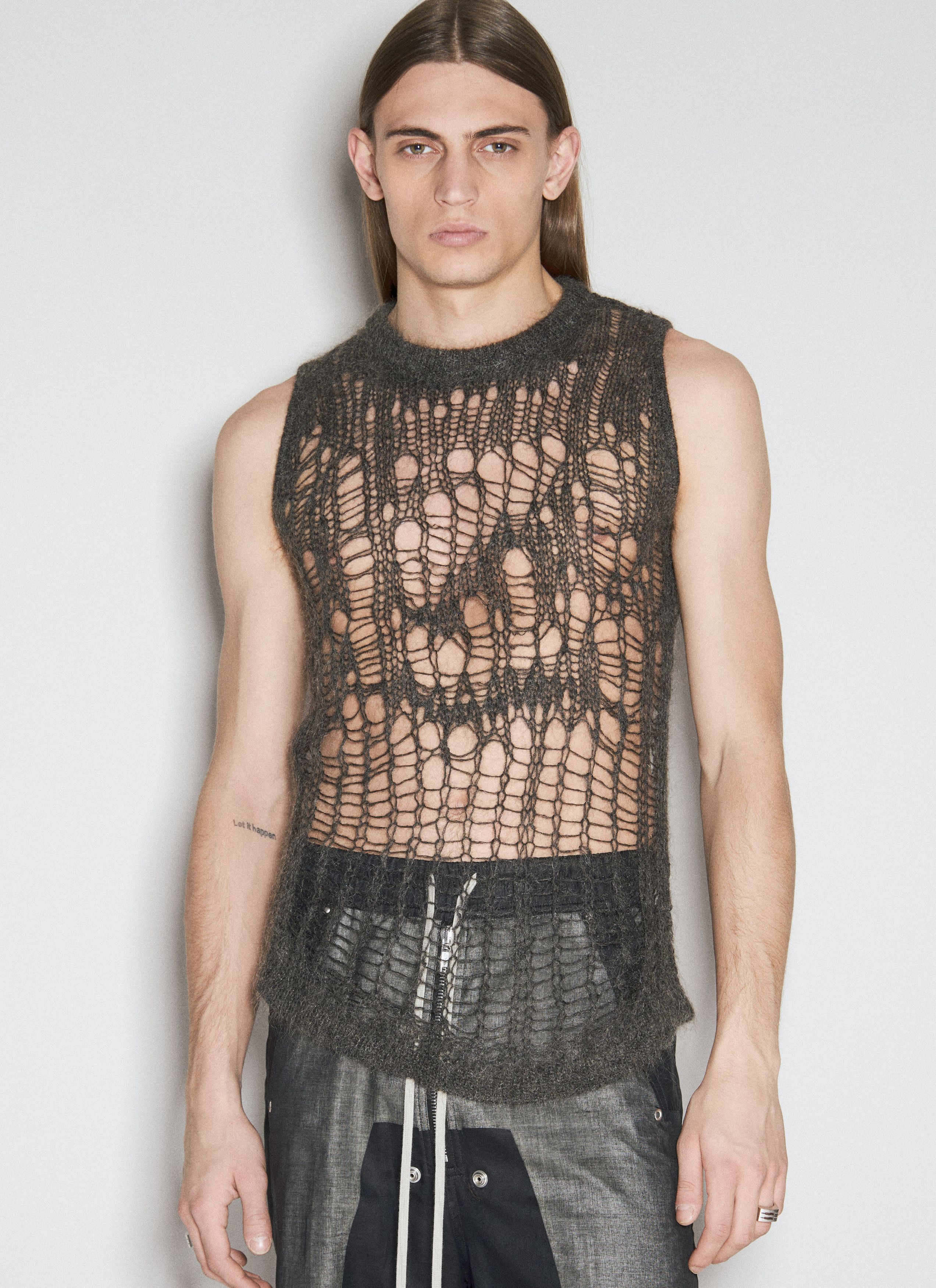 Rick Owens Wool Blend Dark Dust Hand Knit Spider Tank Top SS24 Lido Size US M / EU 48-50 / 2 - 13 Thumbnail
