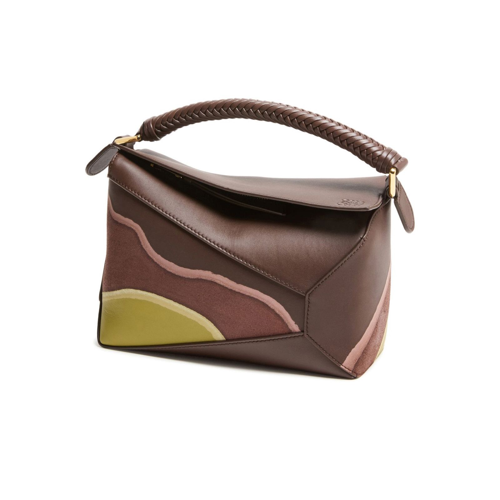 Loewe LOEWE Puzzle Small Edge Chocolate/Light Moss Leather Handbag Size ONE SIZE - 1 Thumbnail
