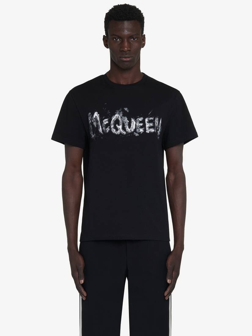 o1w1db10725 McQueen Graffiti T-Shirt in Black