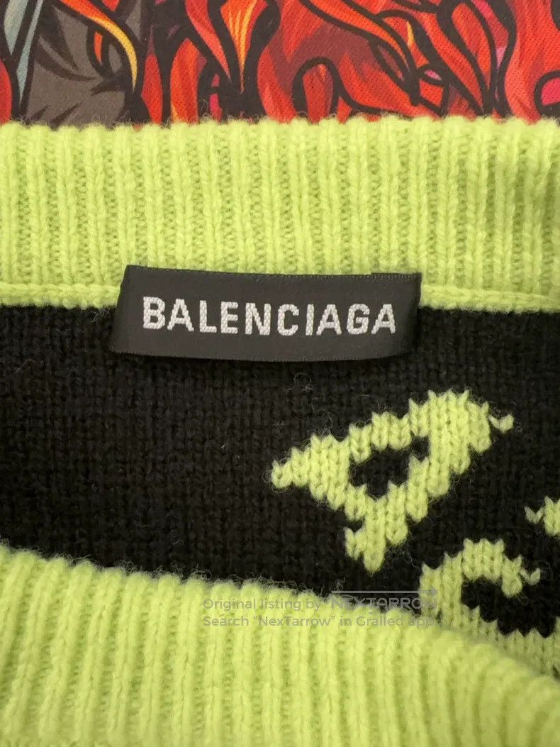 Balenciaga Balenciaga Green Logo Knit Sweater Size US L / EU 52-54 / 3 - 3 Thumbnail