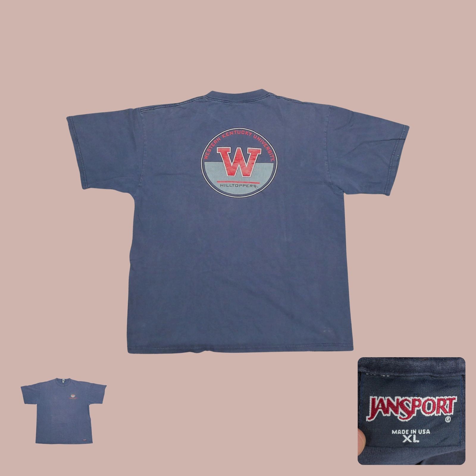 Jansport JanSport 1999 Thrashed Faded Western Kentucky Boxy Tee Size US XL / EU 56 / 4 - 1 Thumbnail