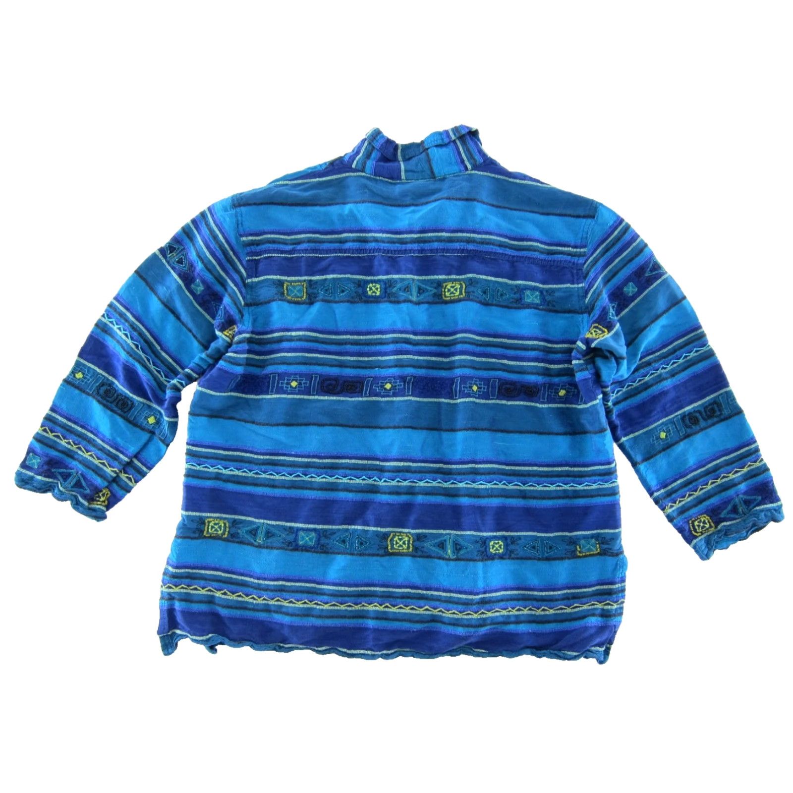 Vintage Chico's Design Blouse 3/4 Sleeve Button Down Silk Blue Stripe Shirt Womens L (2/L) Size L / US 10 / IT 46 - 2 Thumbnail