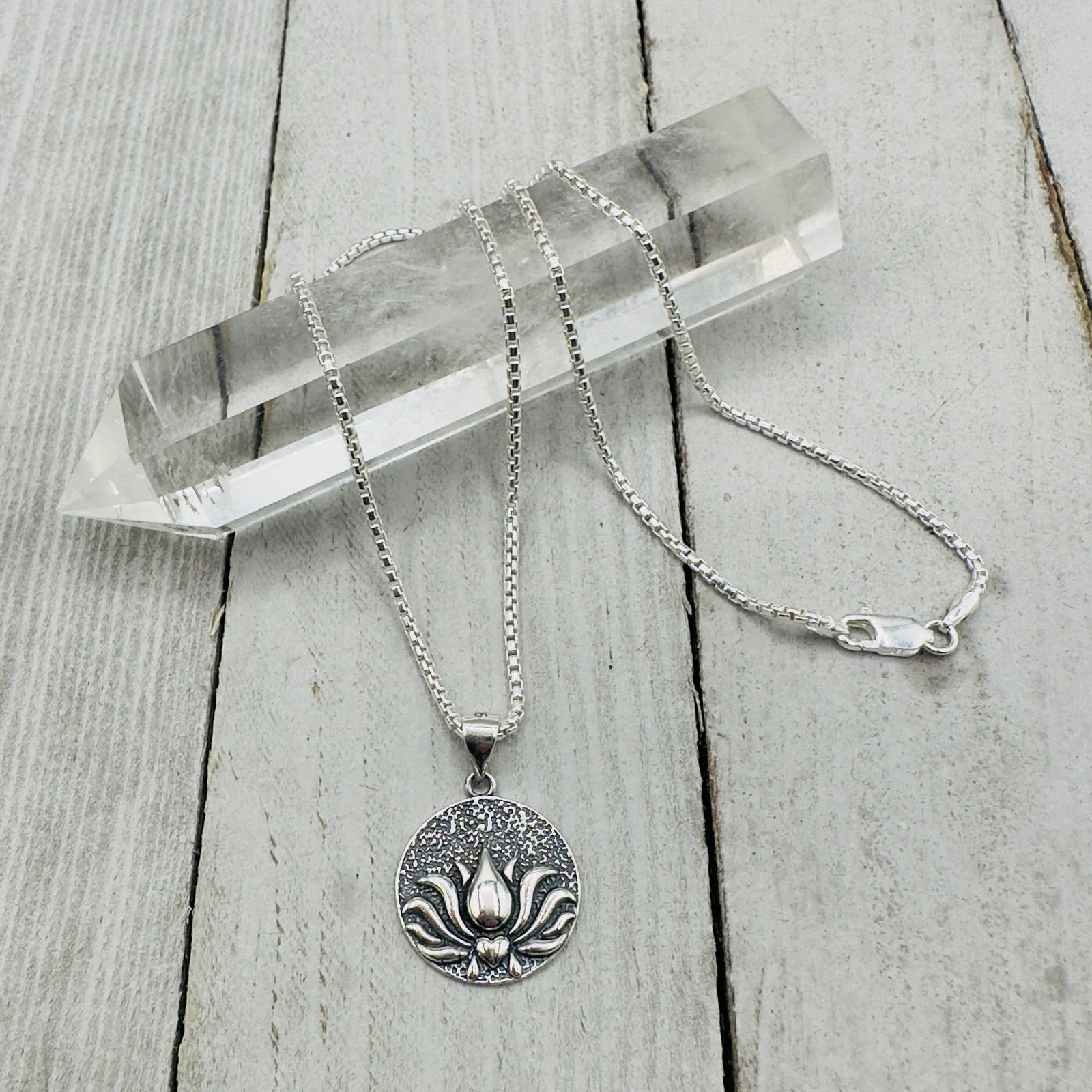 The Unbranded Brand Sterling Silver Lotus Necklace Flower Necklace Boho Size ONE SIZE - 3 Thumbnail