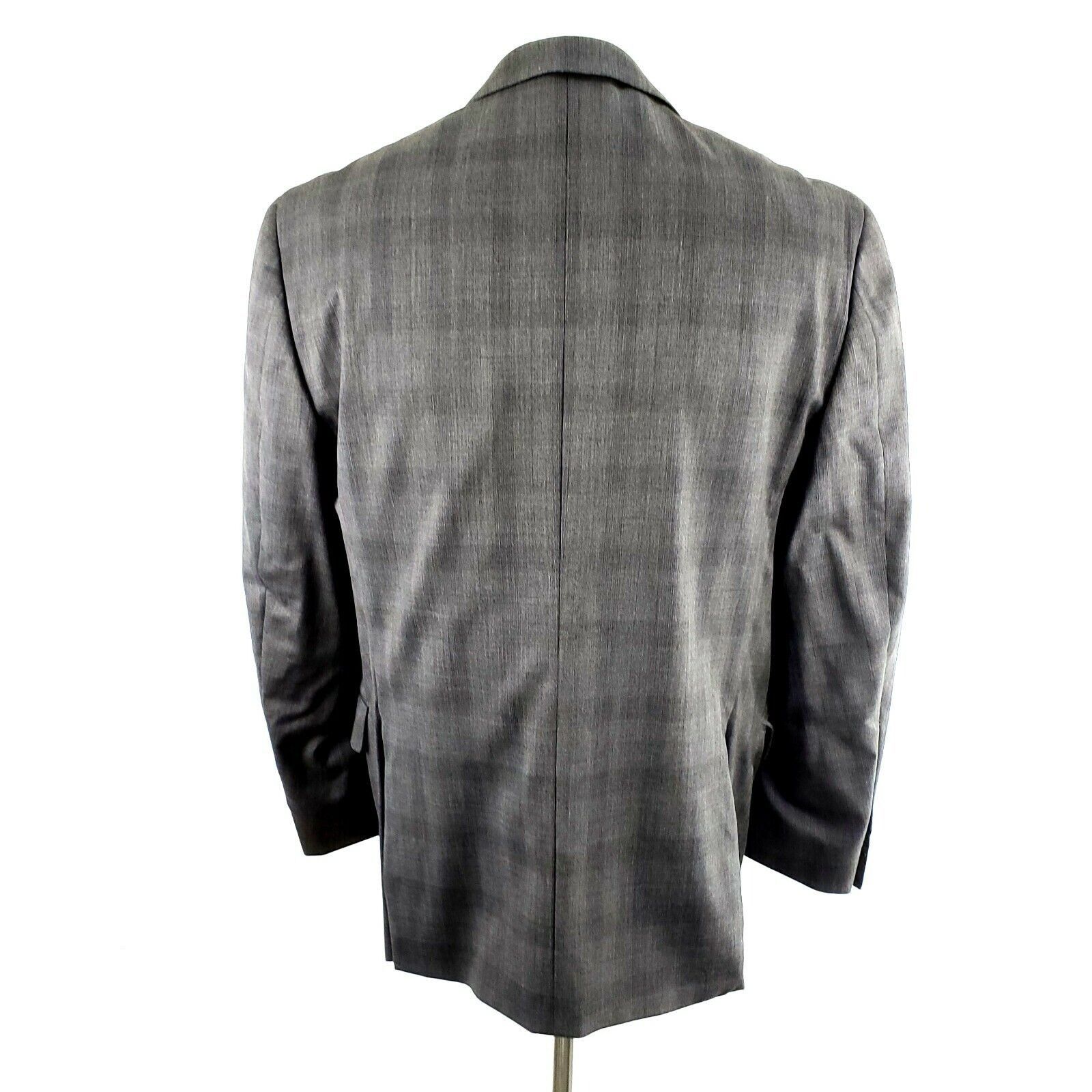 Joseph Abboud Joseph Abboud 40R 2 Button Plaid Gray Wool Blazer Super 120s Size 40R - 5 Thumbnail