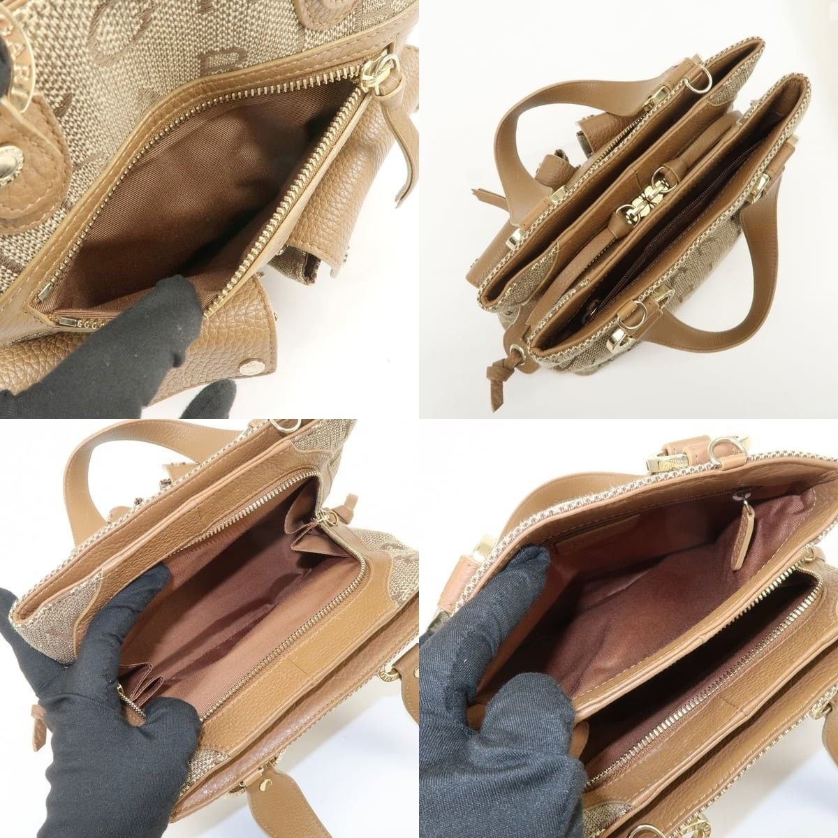 Bvlgari Bvlgari Logo Mania Canvas & Leather Satchel Tan Size ONE SIZE - 7 Thumbnail