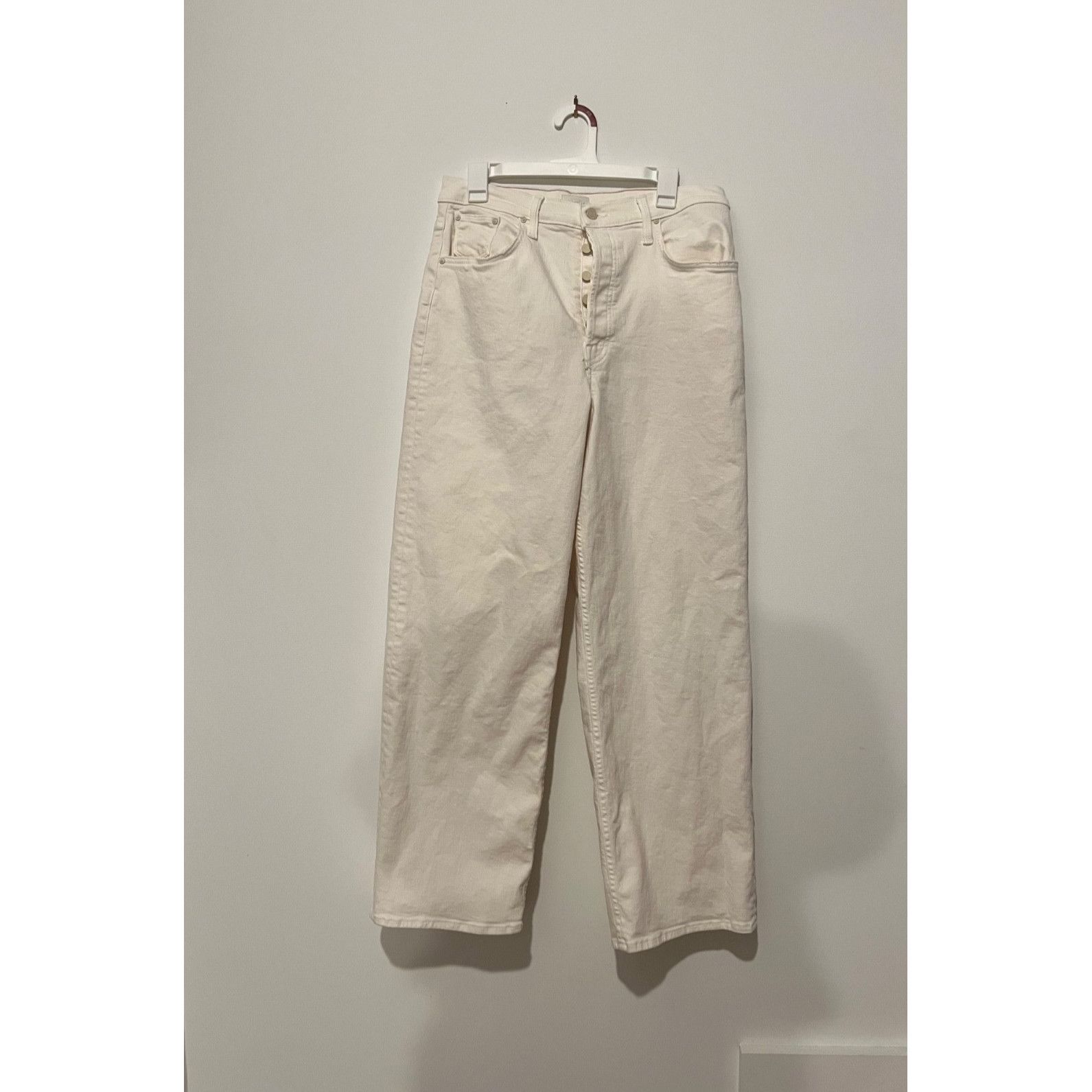 MOTHER MOTHER High Waisted Spinner Skimp Jeans Cream Puffs Denim 31 Size 31" - 2 Thumbnail