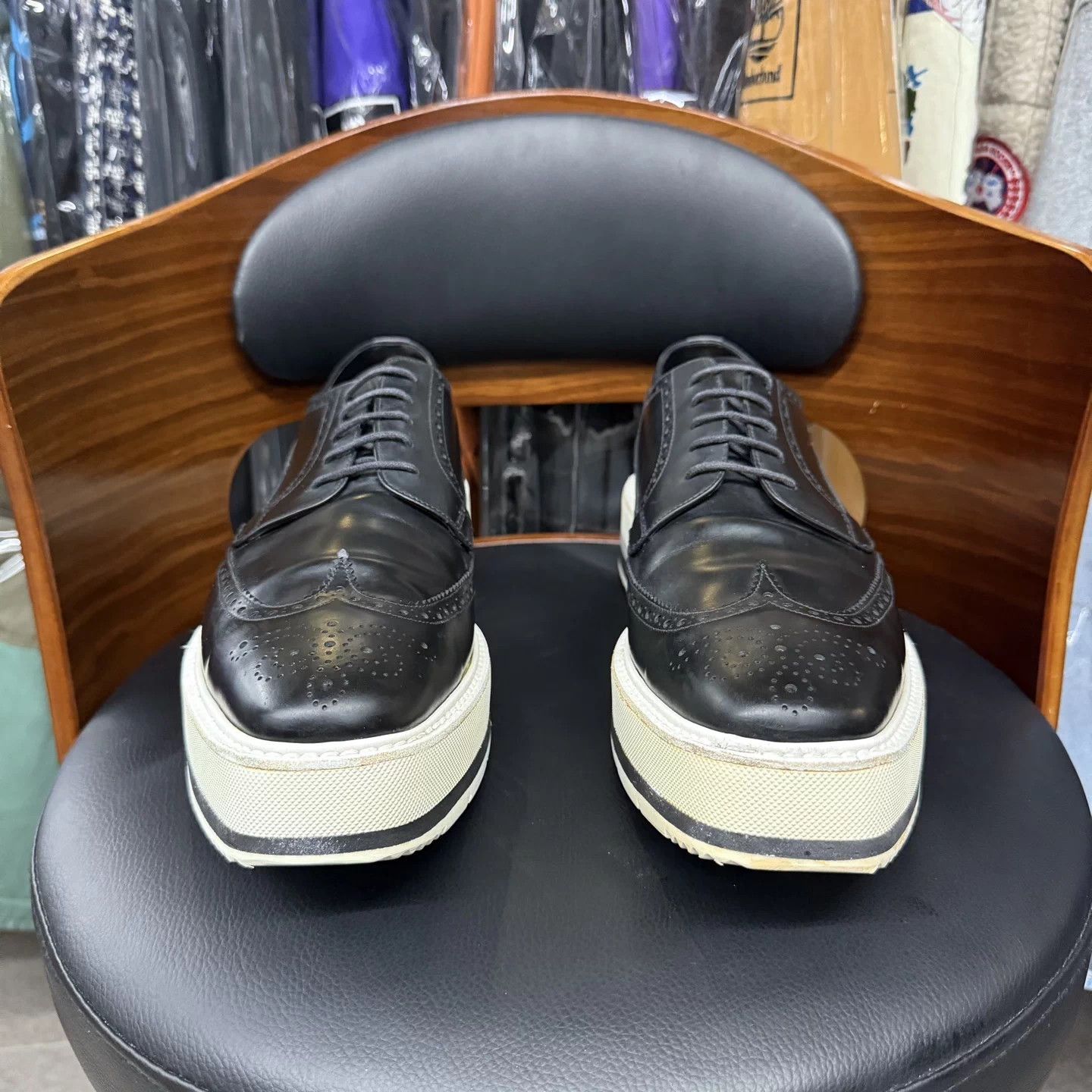 Prada Prada Black Embossed Platform Shoes UK9/43 Size US 10 / EU 43 - 2 Thumbnail