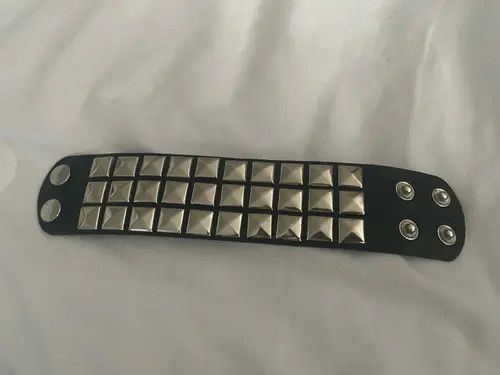 Other Spike Bracelet Black Wide Leather Punk Bracelet Size ONE SIZE - 3 Thumbnail