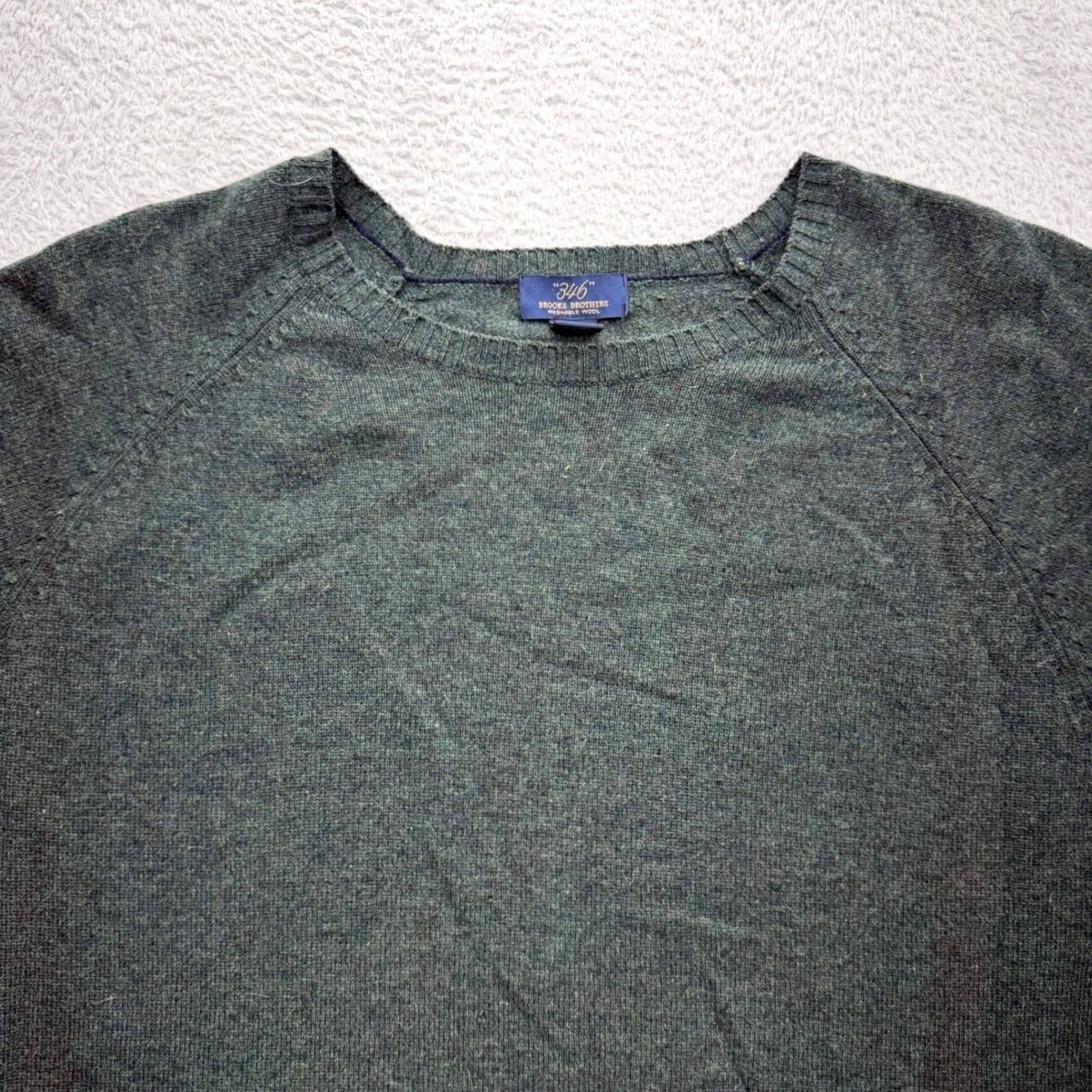 Brooks Brothers VINTAGE Brooks Brothers 346 Mens XL Green Wool Crewneck Raglan Sweater Size US XL / EU 56 / 4 - 2 Thumbnail