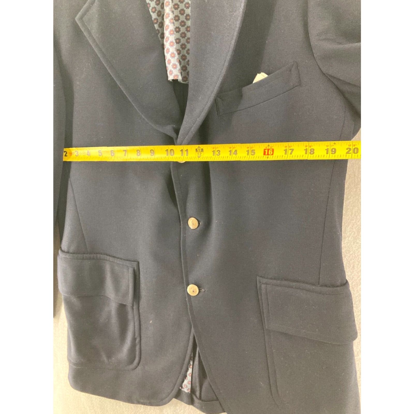 Vintage Vintage Country Squire Men’s Blazer Jacket Long 40 Navy Solid 3-Button Fall Winter Summer Spring Size 40R - 2 Thumbnail