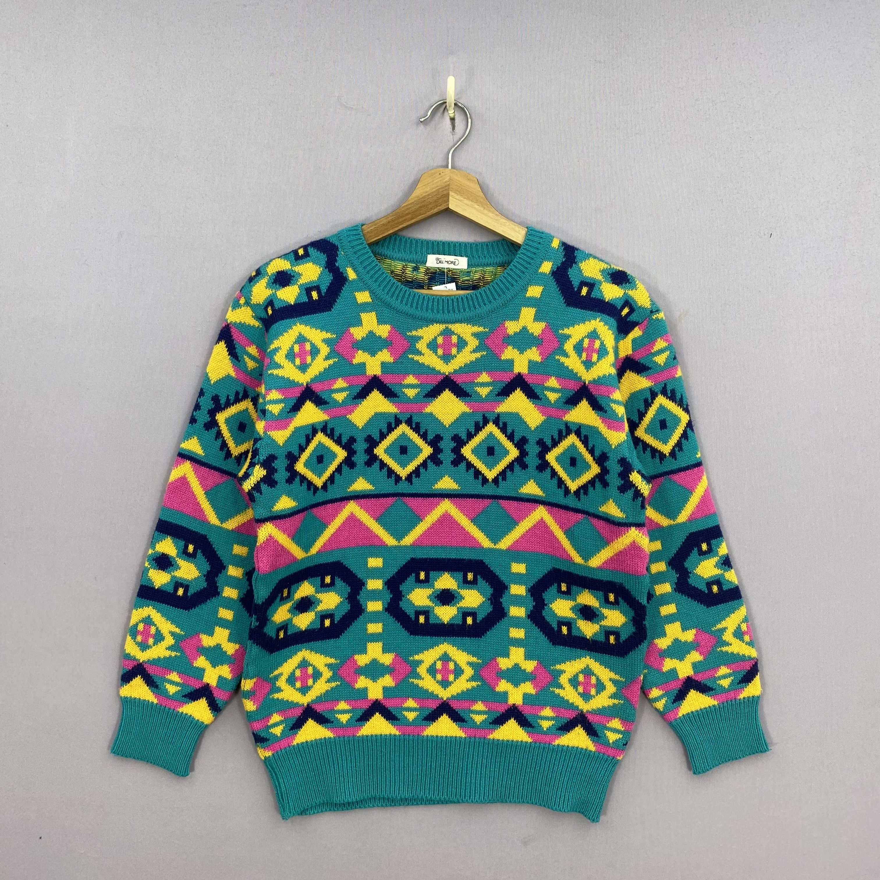 Japanese Brand Vintage Bill More Pullover Sweater Geometric Aztec Jumper Size US M / EU 48-50 / 2 - 2 Thumbnail