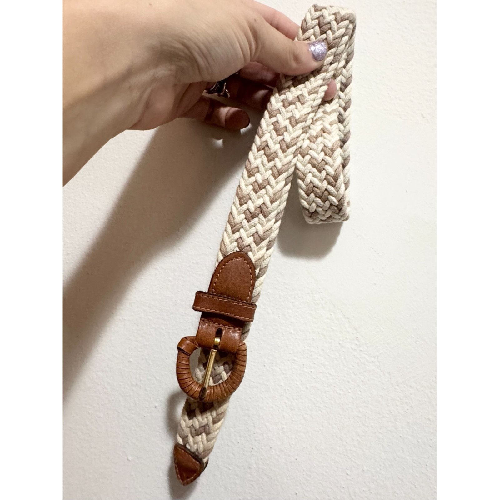 Vintage Vintage genuine leather Taiwan woven belt size L Size ONE SIZE - 1 Thumbnail