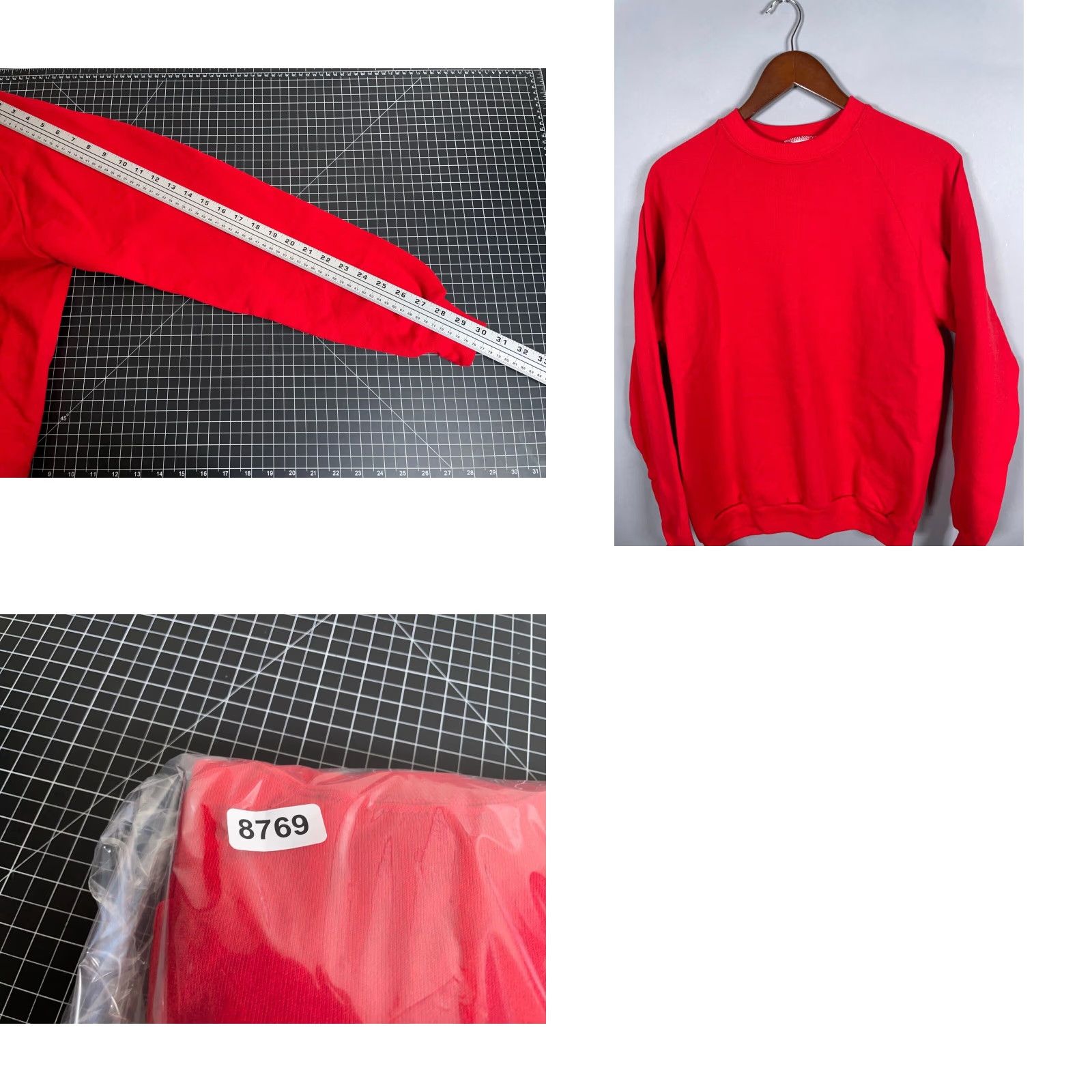 Vintage VTG 90s Sweatshirt Crewneck Adult M Red Raglan Sleeves 50/50 Cotton Polyester USA Vintage Mens Size US M / EU 48-50 / 2 - 8 Thumbnail