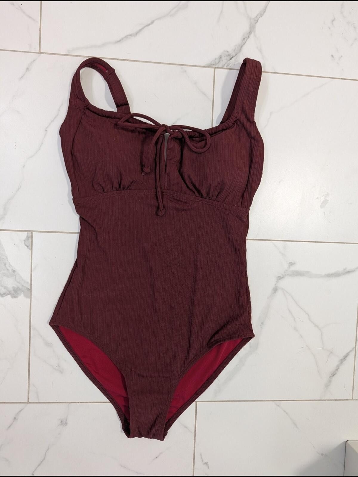 Other Ribbed One-Piece Swimsuit in Burgundy Size ONE SIZE - 3 Thumbnail
