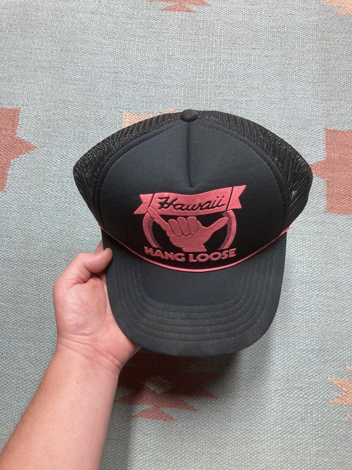Vintage VTG trucker hat Hawaii hang loose surf beach Shaka logo Size ONE SIZE - 3 Thumbnail