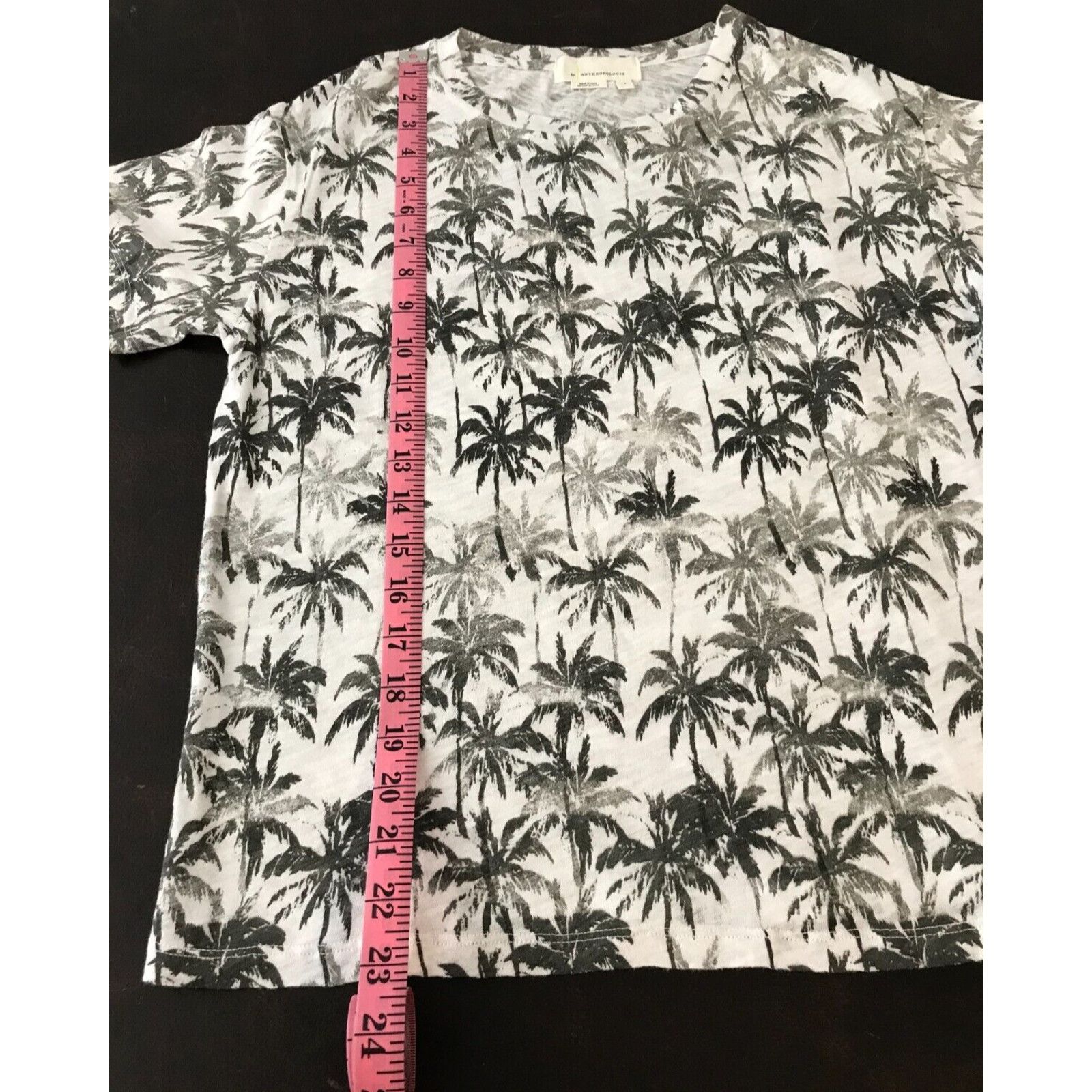 Anthropologie by Anthropologie White Short Sleeve Shirt with Palm Trees Size S / US 4 / IT 40 - 5 Thumbnail