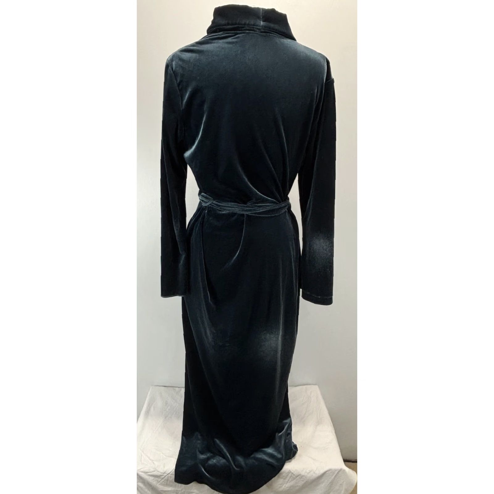 Vintage VINTAGE Diamond Tea Velour Robe Women’s Medium Lounge 1980s Canada Union Made Teal Green Size ONE SIZE - 3 Thumbnail