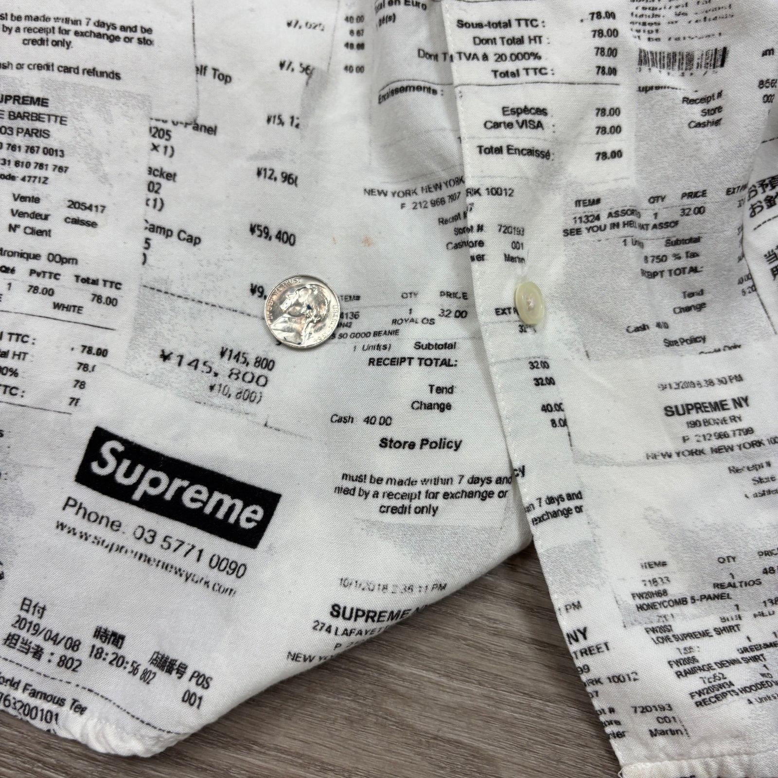 Supreme Rare Supreme Receipts Rayon Button Up Shirt Men's Medium Size US M / EU 48-50 / 2 - 9 Thumbnail