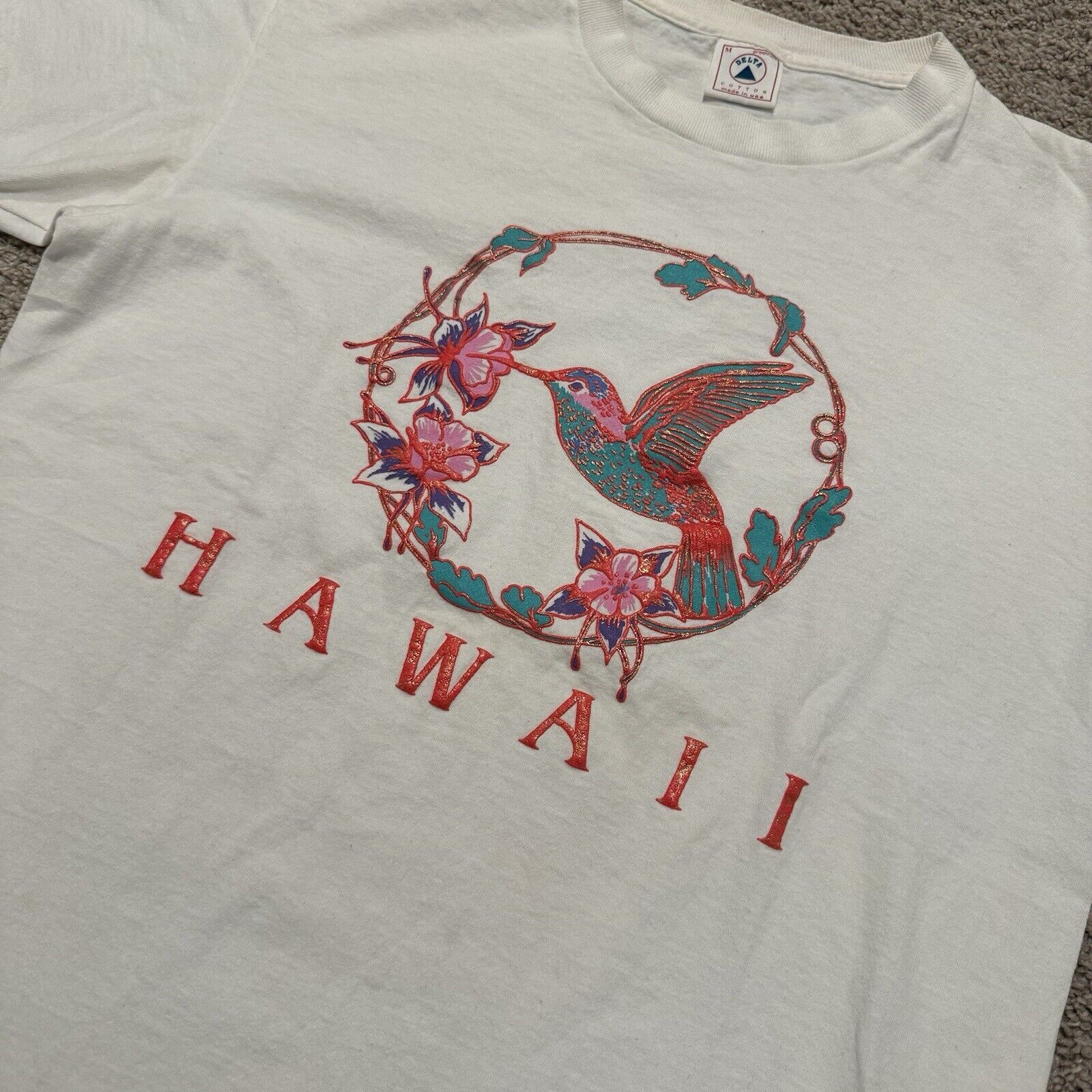 Delta Vintage 90s Single Stitch Hawaii Hummingbird T-shirt Size M Size US M / EU 48-50 / 2 - 2 Thumbnail