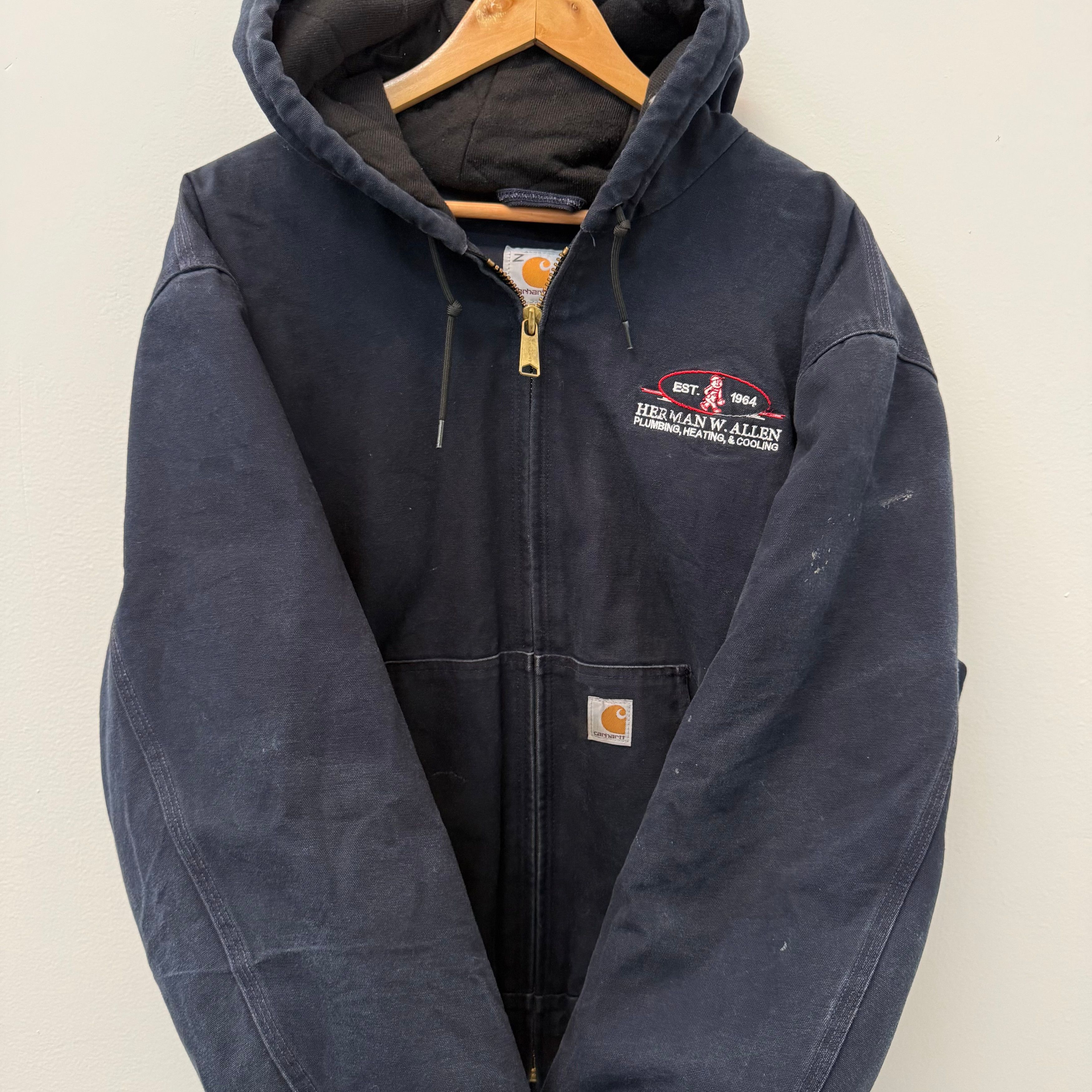 Carhartt Carhartt Vintage Logo Work Zip Hooded Jacket - Size XL Size US XL / EU 56 / 4 - 2 Thumbnail