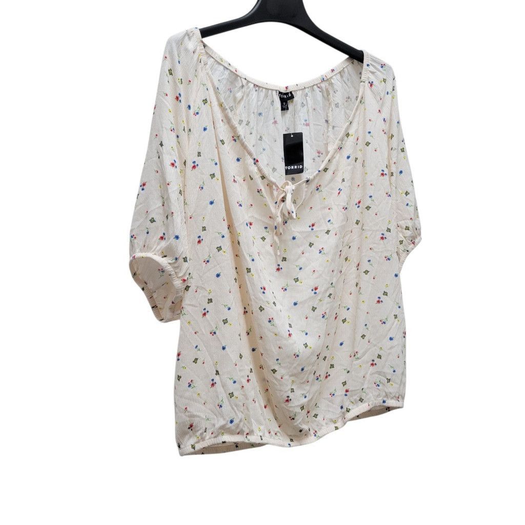 Torrid Torrid Crinkle Gauze Blouson Short Sleeve Ditsy Size 0 Women Size XS / US 0-2 / IT 36-38 - 4 Thumbnail