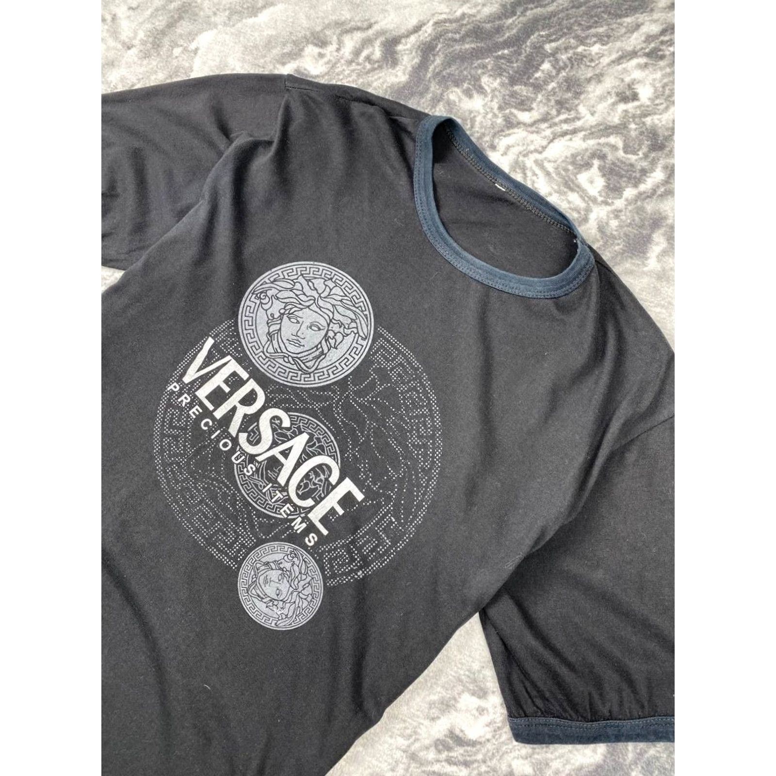 Versace VINTAGE Versace T-Shirt Men 90s Logo Black M Crew Neck Short Sleeve Cotton Size US M / EU 48-50 / 2 - 2 Thumbnail