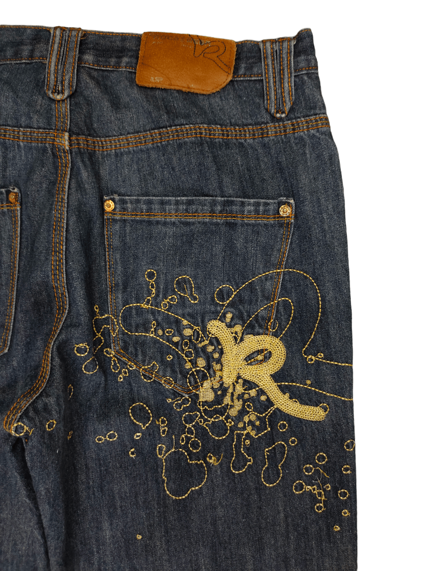 Rocawear Baggy Jean Rocawear Gold Embroidered Wide Leg Denim Y2k Jnco Size US 32 / EU 48 - 4 Thumbnail