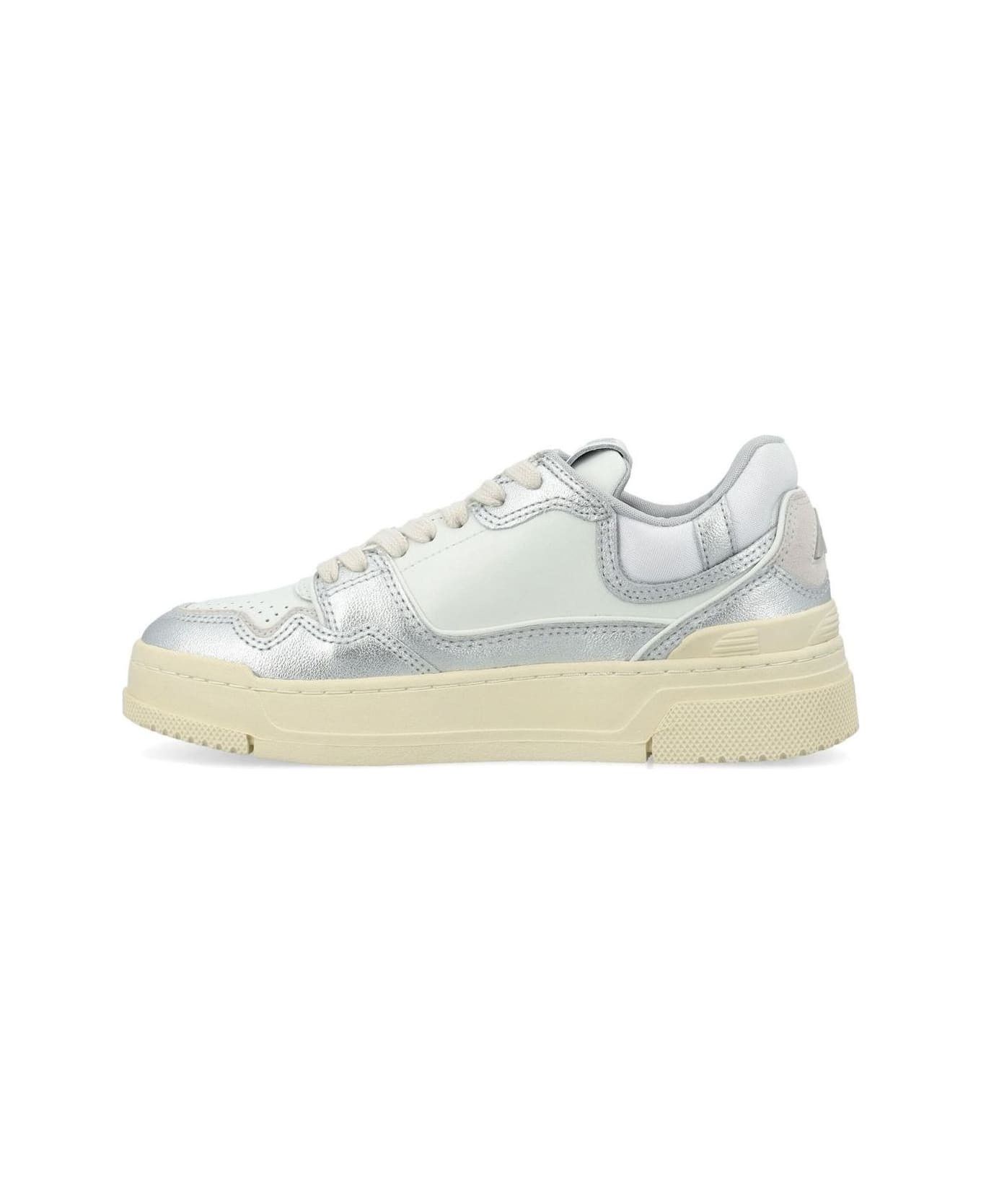 AUTRY o1y0725 Leather Low-Top Sneakers in Silver/White Size US 7 / IT 37 - 2 Thumbnail
