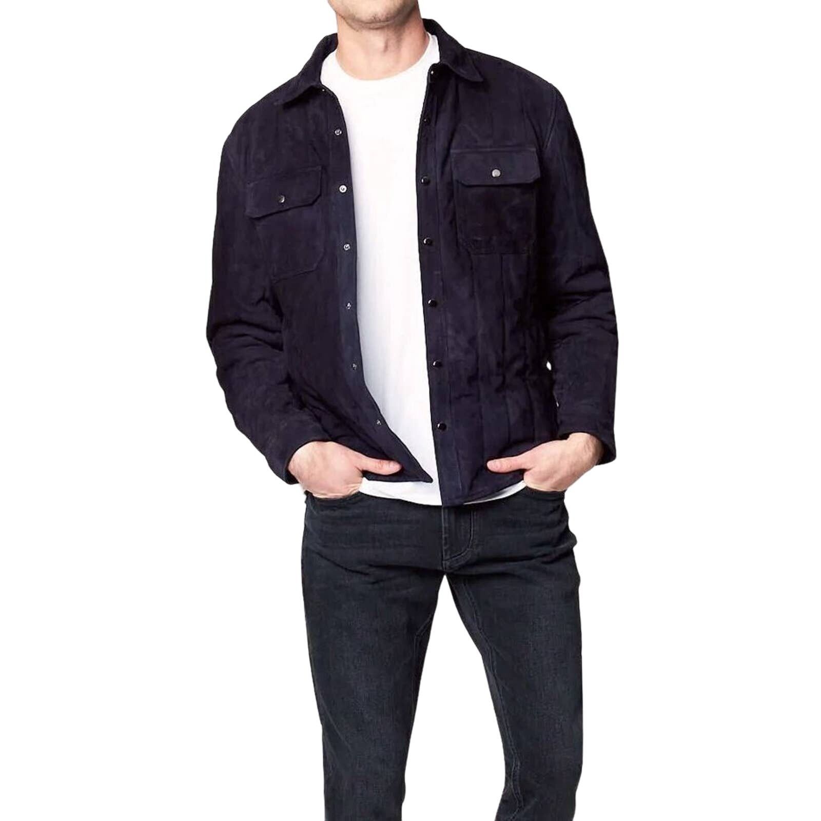 BLANKNYC B5 NWT BLANK NYC Blue Goatskin Suede Quilted Jacket M $398 Size US M / EU 48-50 / 2 - 1 Thumbnail