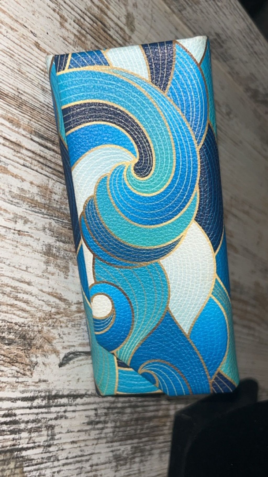 The Unbranded Brand Women's Unbranded Glasses Case One Size Blue Gold Size ONE SIZE - 1 Thumbnail