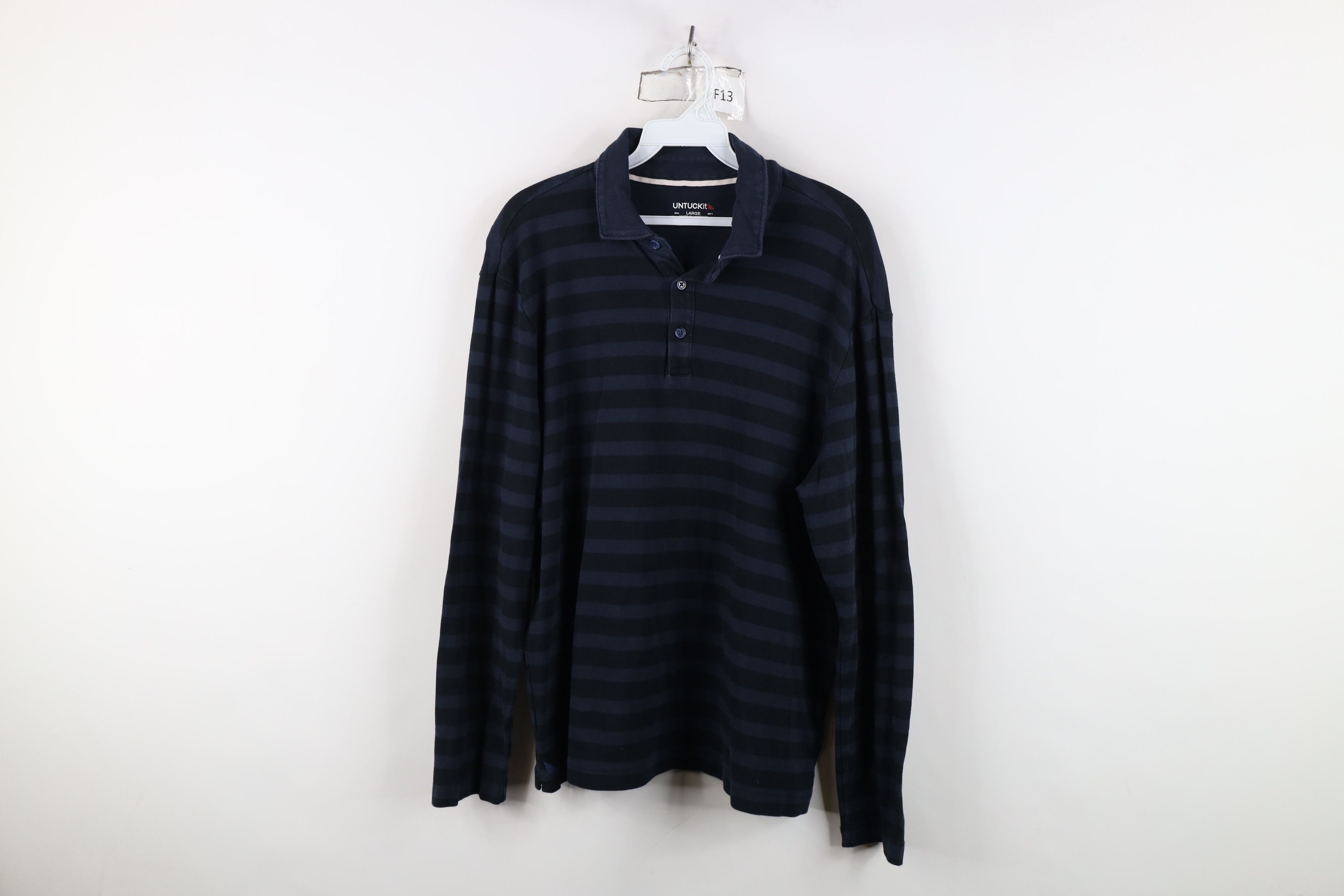 UNTUCKit Untuckit Color Block Long Sleeve Rugby Polo Shirt Blue Size US L / EU 52-54 / 3 - 1 Thumbnail