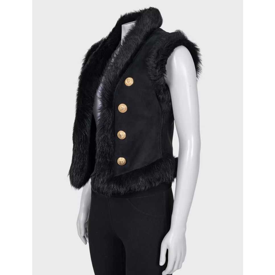 Balmain Balmain Black Lambskin Leather Vest - Size IT40 / S Size M / US 6-8 / IT 42-44 - 3 Thumbnail