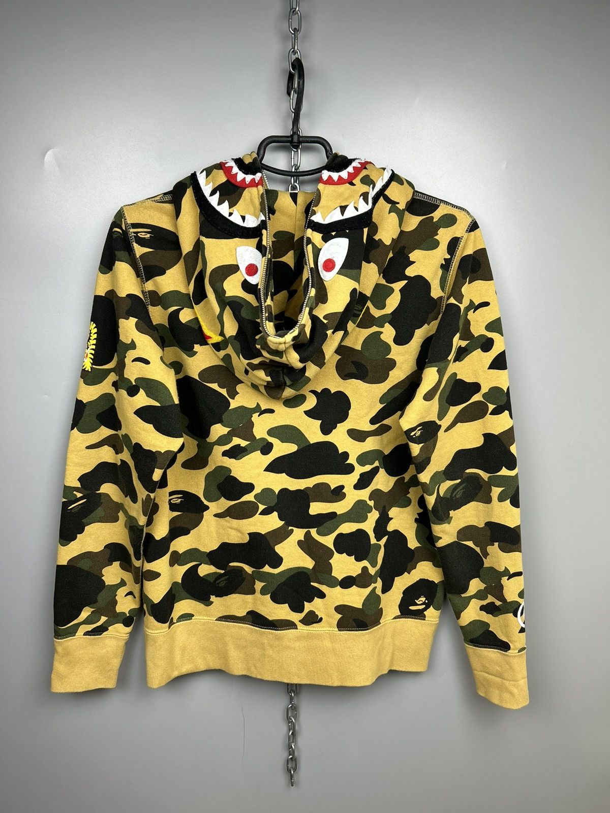 A Bathing Ape Yellow Camo Half Zip Shark Hoodie