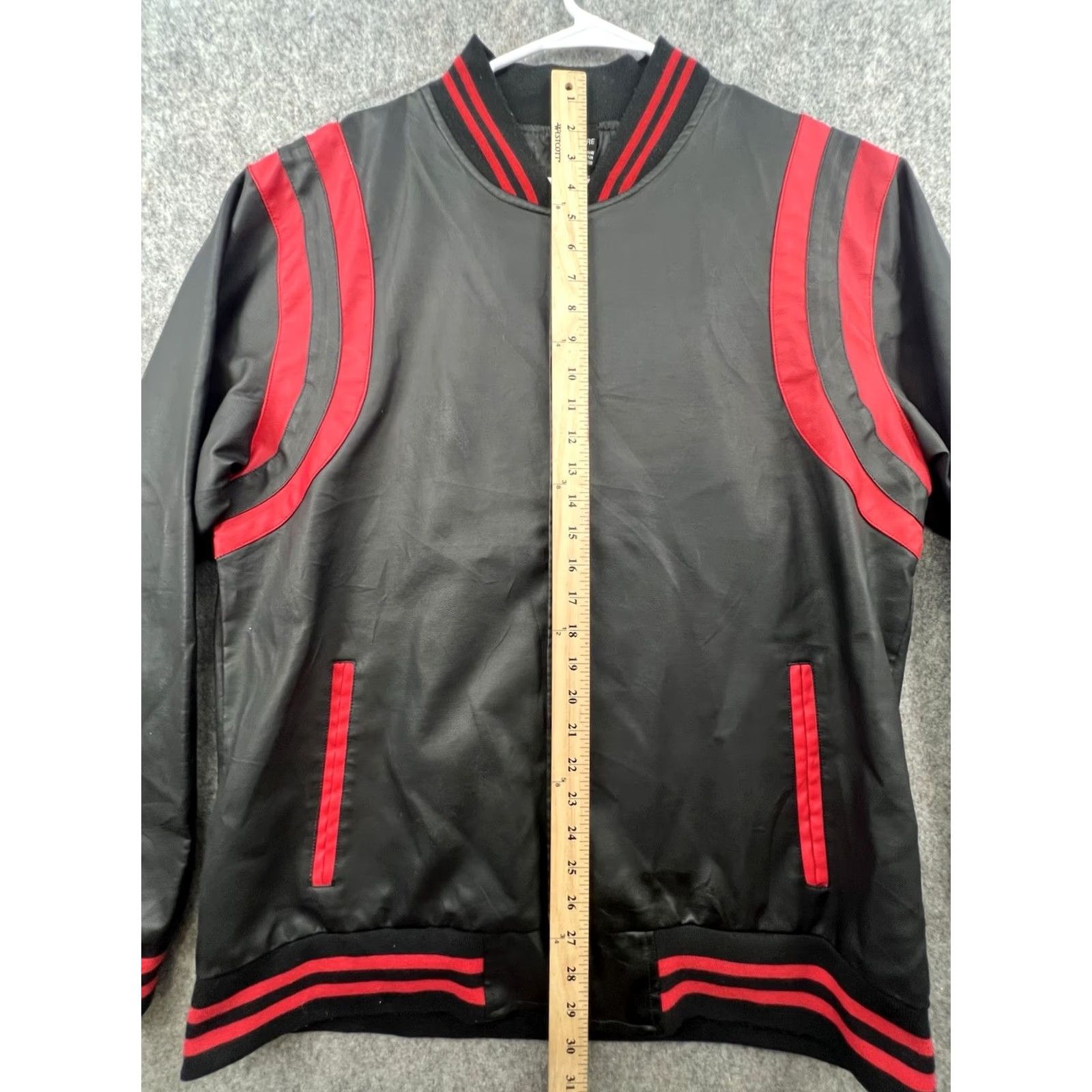 Ring Of Fire Ring Of Fire Jacket Men XL Black Faux Leather Varsity Snap Red Stripes 80s 90s Size US XL / EU 56 / 4 - 3 Thumbnail