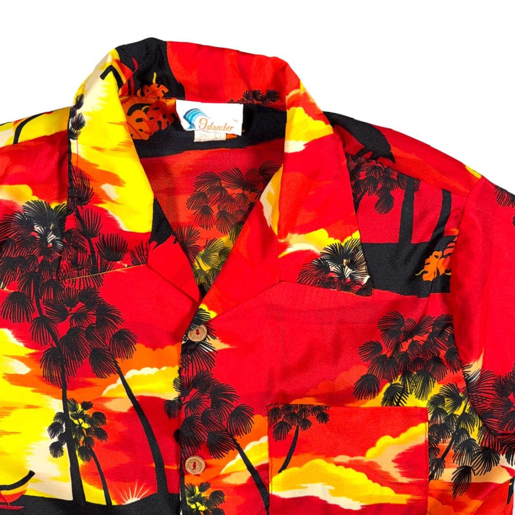 Vintage VINTAGE Islander Hawaiian Shirt Mens M Red Sunset 70s Polyester Button-Up Short Sleeve Beach Graphic Print Pockets USA Collar Shirt Size US M / EU 48-50 / 2 - 2 Thumbnail