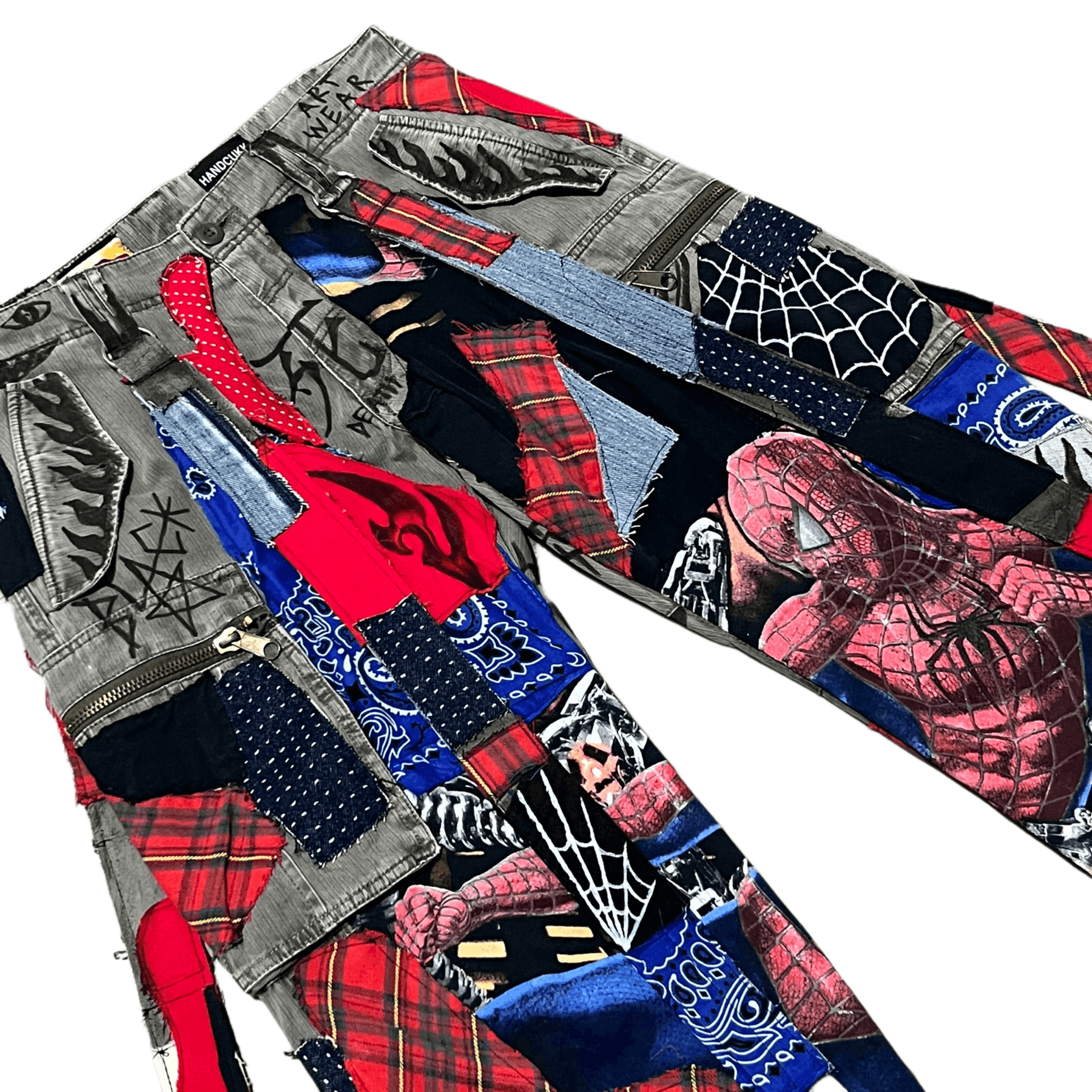 Handmade Custom Patchwork Bondage Spiderman Cargo Pants Size US 32 / EU 48 - 3 Thumbnail
