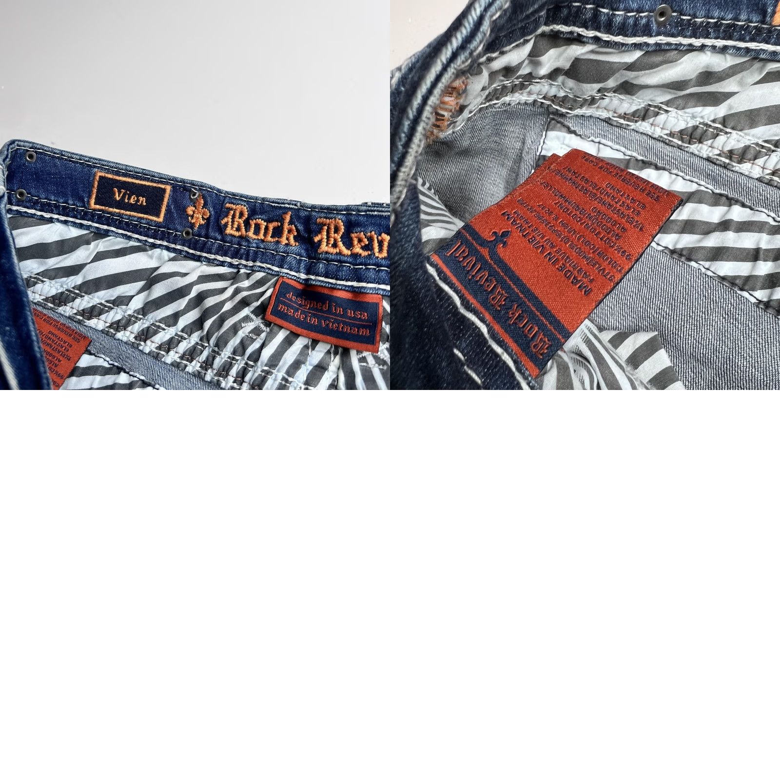 Vintage Rock Revival Jeans Mens 36x32 Blue Vien Easy Straight Rhinestone Pockets Denim Size US 34 / EU 50 - 10 Thumbnail