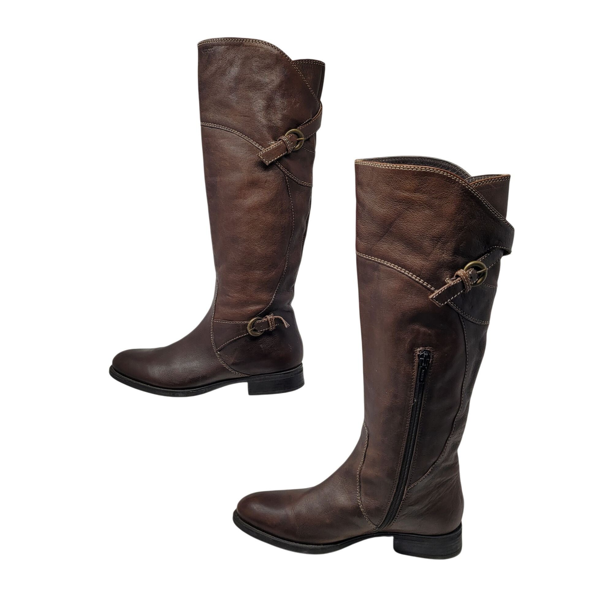 Geox Vintage Womens Brown Leather Knee High Boots 7.5 Equestrian Size US 7.5 / IT 37.5 - 6 Thumbnail