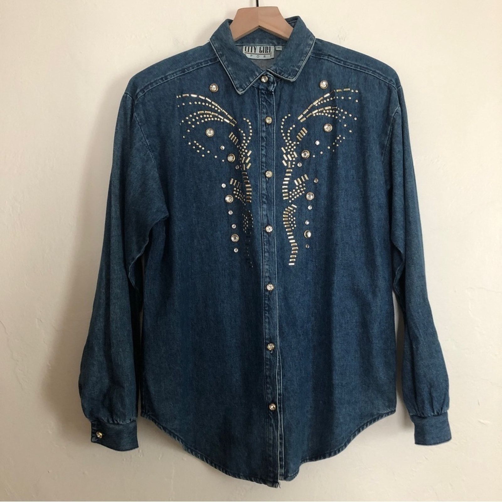 Other City Girl Sport Denim Bead Three Piece Skirt Top Jacket Set Size L / US 10 / IT 46 - 4 Thumbnail
