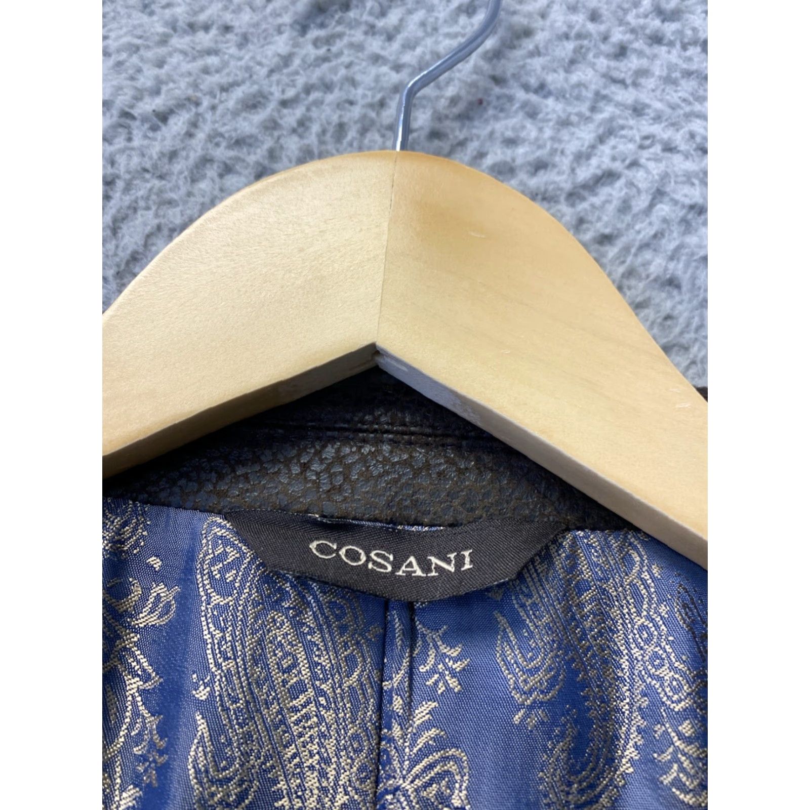 CHOCOOLATE VINTAGE Giorgio Cosani Blazer Men 2 Button Faux Leather Chocolate 42R Regular Fit Size 42R - 3 Thumbnail