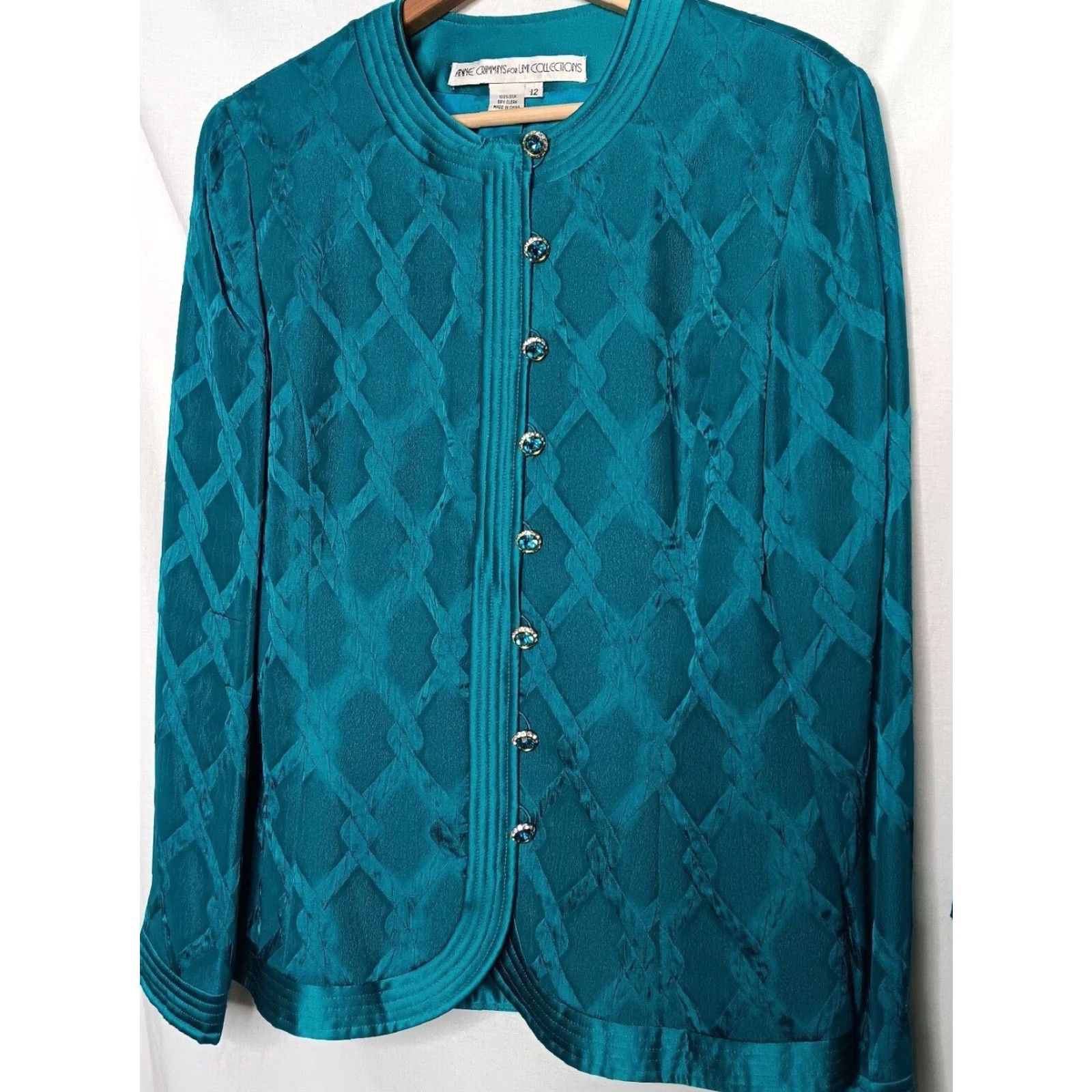 Vintage VINTAGE Anne Crimmins Umi Collections Skirt Suit Teal Silk 2 Piece Set Jacket, Skirt Womens Size 34" / US 12 / IT 48 - 2 Thumbnail