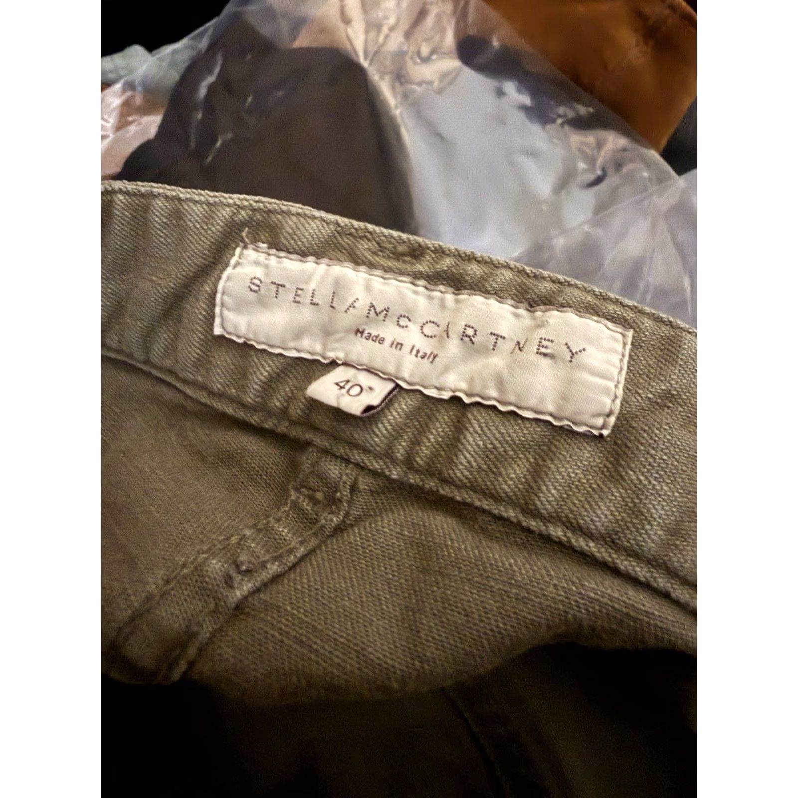 Stella McCartney Stella McCartney Olive Green Adjustable Cuff Tapered Leg Pants Womens 40 Green Chino Pockets Slim Fit/Flat Front 28in Inseam Spring Fall VINTAGE: No Size 27" / US 4 / IT 40 - 7 Thumbnail